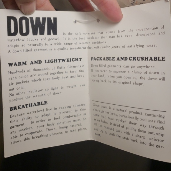 VTG White goose down GALLERY 80's puffer ski jacket w/large pockets & tags nylon - Picture 6 of 8